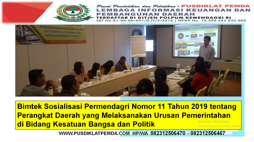 Bimtek Sosialisasi Permendagri Nomor 11 Tahun 2019 tentang Perangkat Daerah yang Melaksanakan Urusan Pemerintahan di Bidang Kesatuan Bangsa dan Politik