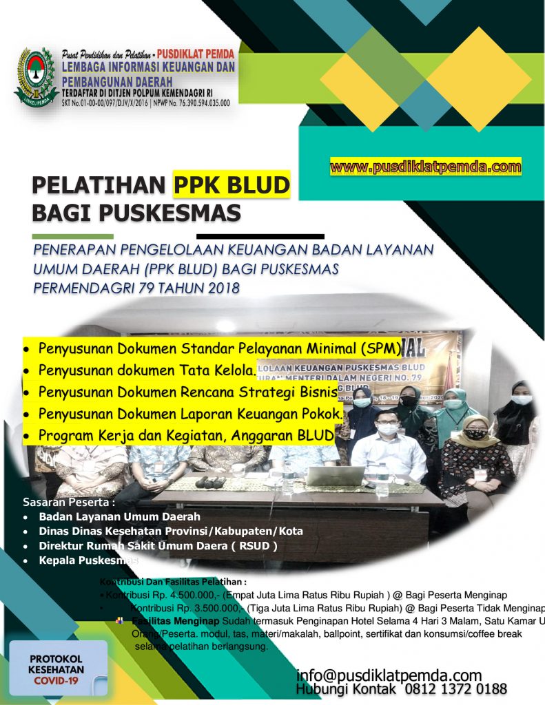 Informasi Pelatihan PPK BLUD Bagi PUSKESMAS Sesuai Permendagri 79 Tahun 2018