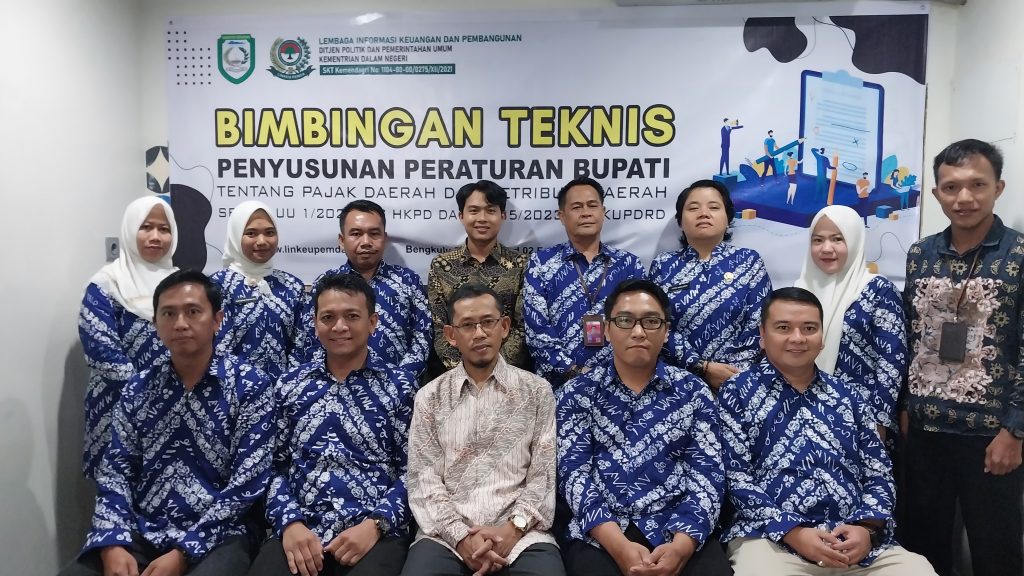 Bimbingan teknis Penyusunan Peraturan Bupati tentang Pajak Daerah dan Retribusi Daerah  Sesuai Undang-Undang Nomor 1 Tahun 2022 tentang HKPD dan Peraturan Peraturan Pemerintah Nomor 35 Tahun 2023 tentang Ketentuan Umum Pajak Daerah dan Retribusi Daerah